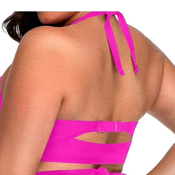 NWT Daci Women Plus Size Bikini High Waisted Two Piece Swimsuits Halter XL - Picture 4 of 8